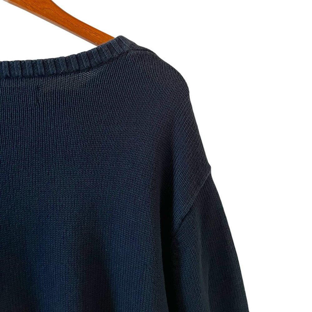 Chaps Navy Crewneck Sweater with American Flag - Picture 9 of 11